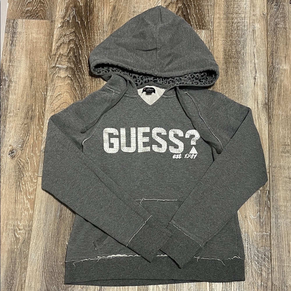 GUESS Charcoal Gray Hoodie Sweater
